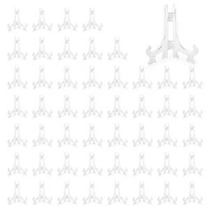 lot 10388 image: Tosnail 50 Pack 3 Inches Tall Mini Plastic Easel Stands for Small Picture, Painting, Plate, Card Display