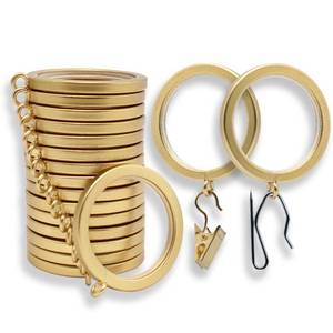 lot 11844 image: BlastHome� Luxury Curtain Rings �� Premium Metal with Quiet, Smooth, Removable Nylon Inserts �� Pinhooks and Clips Included �� 1 12 Inside Diameter �� 18 Rings for Two Standard Curtains �� Brushed Gold