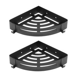 lot 11871 image: NearMoon Bathroom Corner Shelf Shower Caddy 2 Pack, No Drill 304 Stainless Steel Shower Organizer with 2 Hooks (Matte Black)
