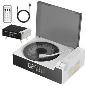 lot 11883 image: CD Player Portable with Bluetooth, Rechargeable CD Players Retro Suitcase CD Music Player with HiFi Speakers Desktop CD Player for Home Car Study Travel (White)