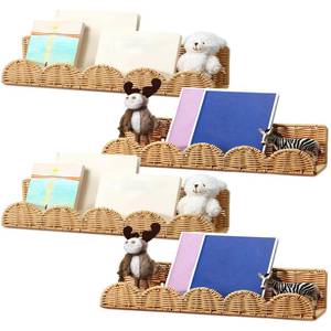 lot 11887 image: Pinkunn 4 Pcs Nursery Book Shelves 15.8 Inch Rattan Scalloped Floating Bookshelves Wicker Boho Book Shelf for Wall Mounted Decor Nursery Rooms Hanging (Classic)