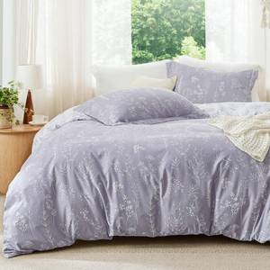 lot 11894 image: Bedsure Full Comforter Set - Lavender Bed Set, 3 Pieces Cute Floral Bedding, 1 Soft Reversible Botanical Flowers Comforter and 2 Pillow Shams