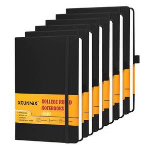 lot 11896 image: Lined Journals for Writing, A5 Notebooks (5.7 x 8) with 160 Pages, 100 GSM Premium Paper, Ribbon Bookmark, Elastic Band & Inner Pocket - Perfect for Work, Journaling, Note-Taking & Gifting (Black - 6 Packs)