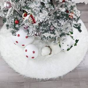 lot 11915 image: 72 Inch Christmas Tree Skirt Faux Fur Snow White Luxury Plush Large Size Fluffy Home Holiday Decor Xmas Gift