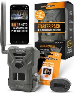lot 11918 image: SPYPOINT Flex-M and SD Card Pack - Cellular Trail Cameras Best Value in Hunting Accessories No WiFi Needed & GPS-Enabled Hunting Night Vision  IP65 Waterproof 28MP Photos, 720p Videos