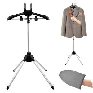 lot 11924 image: Londehuhai Garment Steamer Stand with Rotating Hanger & Heat-Resistant Glove - Adjustable Aluminum Alloy Ironing Rack for Pants, Jeans, Dresses - Folding Steamer Holder for Clothes(ColorBlack)