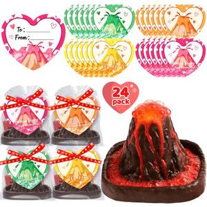 lot 11927 image: Valentines Day Large Volcano Science Kit - 24 Pack Valentines Day Gift Cards for Kids, Volcano Erupting Experiment Toys STEM Educational Toys for Classroom Exchange School Activities Party Favors