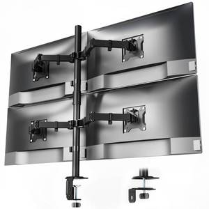 lot 11932 image: monTEK Quad Monitor Stand Mount, Fully Adjustable Desk Mount for 4 Screen up to 17��-32�� and 22lbs Capacity Each Arm, Stable Monitor Arm with C Clamp and Grommet Base, VESA 75x75mm100x100mm
