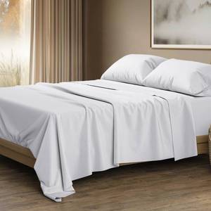 lot 11942 image: THREAD SPREAD 100% Egyptian Cotton King Size Sheets Set - Luxury 1500 Thread Count Egyptian Cotton Sheets King Size, Silky Soft, Cooling, Sateen Weave 17 Deep Pocket Bed Set - White