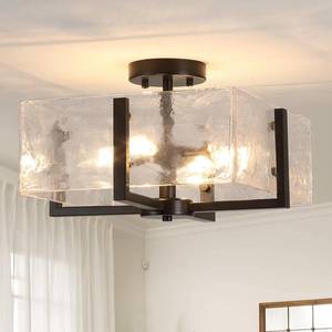 lot 11945 image: Webfkh Black Semi Flush Mount Ceiling Light 4-Light Glass Light Fixtures Ceiling Mount,14.96 Modern Farmhouse Light Fixture for Foyer, Hallway, Entryway, Dining Room, Kitchen, Bedroom, Porch