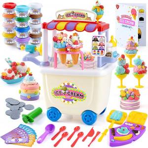 lot 11949 image: PLAY Ice Cream Cart Toys for Kids - Color Dough Sets for Kids Ages 4-8 with 12 Cans, Pretend Play Toy Ice Cream Shop Counter Playset for Girls Boys Gifts