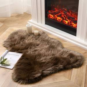 lot 11952 image: Ashler Faux Fur Rug, Fluffy Shaggy Area Rug, Ultra Soft 2.3 x 3.3 Feet Sheepskin Fur, Dark Coffee Fuzzy Rug, Machine Washable Shag, Nursery Decor Throw for Bedroom, Kids Room, Living Room
