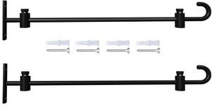 lot 11955 image: Koutemie Wall Garden Flag Stand Holder Pole with Stoppers for 12 x 18 Outside Small Yard Flags D�cor, One Piece Wall Mounted Metal Garden Flag Scroll Hanger for Mailbox Post, Black, 2 Pack