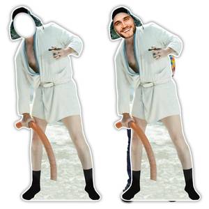 lot 11967 image: Christmas Vacation Outdoor Decorations, Funny Christmas Yard Sign with Stakes, Cousin Eddie Face in Hole Photo Props Garden Lawn Decorative Signs, Holiday Tree Topper Ornaments Party Decor Supplies