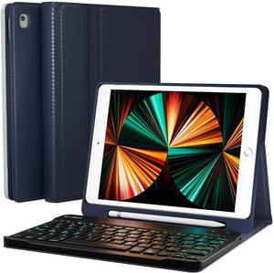 lot 12237 image: EVEO 10.2 iPad 9th Generation Case with Keyboard (2021), Built-in Pencil Holder - iPad Case 9th Generation8th Gen7th �� Dark Blue