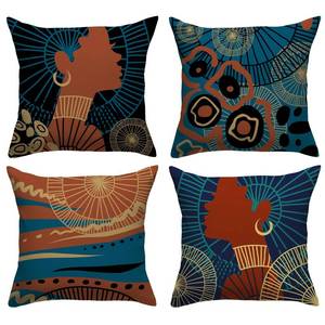 lot 12241 image: FARMNALL African Throw Pillow Covers 18x18 Set of 4 Black Girl Women Lady Pillow Case Kwanzaa Juneteenth Black History Month Decorations and Supplies