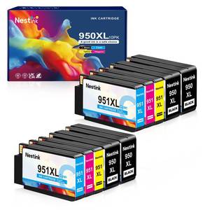 lot 12242 image: 950XL 951XL Combo Ink Cartridges Compatible for 950 XL 951 XL Ink Cartridge Replacement for OfficeJet Pro 8600 8610 8620 8100 8630 8660 8640 8615 76DW 251DW (4 Black 2 Cyan 2 Magenta 2 Yellow)