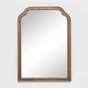 lot 12252 image: 30 x 42 French Country Wall Mirror Brown - Threshold�� Sturdy Wood Frame, Wall Mount