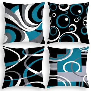 lot 12262 image: D DIFARIC Blue and Black Throw Pillow Covers 18x18 Inches Set of 4 Decor Decorative Throw Pillow Cover Abstract Modern Geometric Teal Square Cushion Cases for Sofa Bed Couch