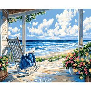 lot 12275 image: Beach Paint by Numbers Kit for Adults Beginner Landscape Oil Painting Kit Adult Paint by Number Kits on Canvas Ocean DIY Painting for Beginners Art by Numbers for Gifts Home Wall Decor 16x20 Inch