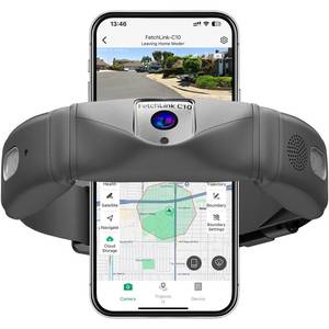 lot 12282 image: Fingarden GPS Wireless Dog Fence with 2K Camera & Voice Training & GPS Tracker, Dog Collar with App Waterproof Rechargeable Adjustable for Large Medium Dogs