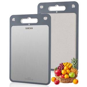 lot 12286 image: Cutting Board Double Sided,316 Stainless Steel and Wheat Straw PP,Easy to Clean,Cutting Board for Kitchen,non toxic Chopping,Dishwasher Safe,Large Size 16���11��