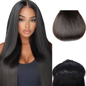 lot 12287 image: Essent Seamless Light Yaki Straight Clip in Hair Extensions Seamless Real Human Hair, 24 Inch 1Pack 130g 7Pcs Human Hair Extensions for Women Natural Black