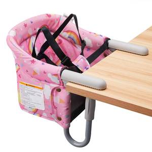 lot 12408 image: Hook On Chair, VEEYOO Clip On High Chair Folding Fast Table Chair with Storage Bag, Portable Baby Feeding Seat Attach to Table for Home and Travel