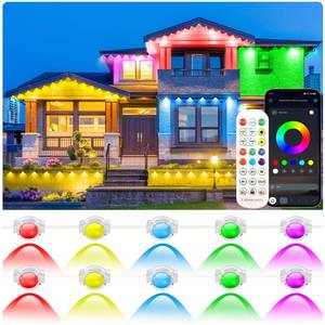 lot 12409 image: 200FT Permanent Outdoor Lights for House, RGB LED Eave Lights with APPRemote Control, Music Sync & DIY Scenes, IP67 Waterproof Outdoor House Light for Christmas, Halloween, Party, Holiday, Daily