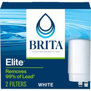 lot 12435 image: Brita Faucet Mount Water Filter for Sink, Removes 99% of Lead, Elite Filtration System, Includes 2 Replacement Filters, White