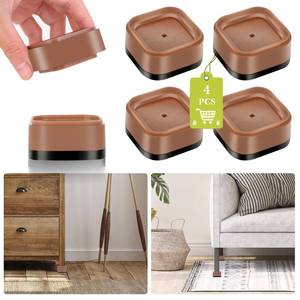 lot 12437 image: Yookwutar 4 Pack Furniture Risers 1 Inch, Adjustable Bed Risers Heavy Duty for Table Desk Couch Chair Sofa Cabinet Bed Legs Dorm, Square Stackable Bed Raisers Blocks Lift Height 1, 2 or 3, Brown