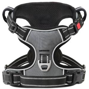lot 12438 image: Timos Dog Harness Small Sized, No Pull with Neck Lockable Snap,No Choke Front Clip Dog Reflective Harness,Adjustable Metal Rings 3 Buckles,Easy Control Handle for Small Dogs Gray S
