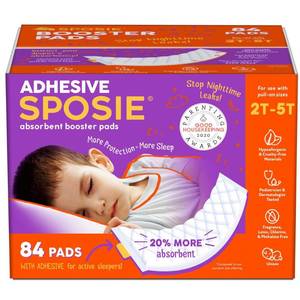 lot 12450 image: Sposie Booster Pads with Adhesive For Overnight Diaper Leak Protection - 84ct