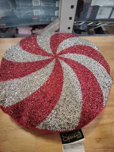 lot 12453 image: Sparkles Home Red and Silver Glitter Decorative Pillow