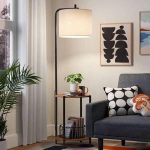 lot 13332 image: Floor Lamp with Table Natural Wood - Room Essentials�� ETL Listed, Linen Shade, Metal Body, 60 Height