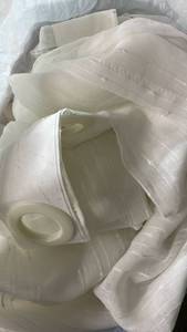 lot 13340 image: White sheer floor length curtains