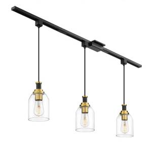 lot 13357 image: zeyu 3-Light H-Type Track Lighting Pendants, Modern Track Lighting Fixtures, Hanging Track Lighting for Kitchen Island, Clear Glass Shade, Black and Gold Finish, ZG33TP-3 BKBG