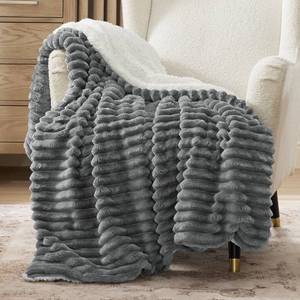 lot 13360 image: Bedsure Sherpa Throw Blanket for Couch - Super Soft, Cozy Fleece Thick Warm Throw for Winter, GentleSoft Plush & Fluffy Gift Blanket for Men, Room Decor, Dark Grey, 50x60 Inches