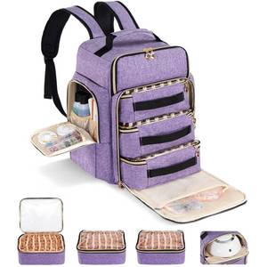 lot 13361 image: Hautton Nail Polish Organizer Holds 126 Bottles, Extra Large Storage Bag with 3 individual drawers, Professional Sturdy Lamp Supplies Nail Polish Travel Case Gift for Manicurist -Purple