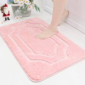 lot 13375 image: BEQHAUSE Bathroom-Rugs-Non-Slip-Bath-Mats for Bathroom Soft and Absorbent Polyester Microfiber Pink Bath Mat Machine Washable Shaggy Shower Mat for Bathrooms, Bathtub and Sink, 20 x32��