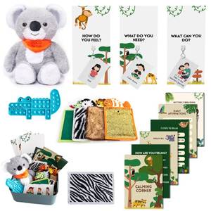 lot 13386 image: ODOXIA Calm Down Corner  Classroom and Special Education Must Haves  Therapy Calming Corner Items for Kids  Safari Themed Calming Corner Kit with Plush, Posters, Solutions Wall