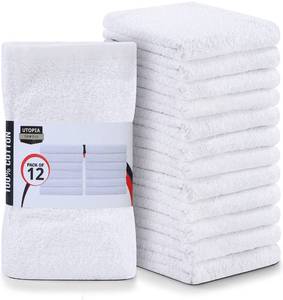 lot 14338 image: Utopia Towels Kitchen Bar Mops, Pack of 12, 16 by 19 Inches, 100% Cotton Super Absorbent White Towels, Multi-Purpose Cleaning Towels for Home and Kitchen Bars