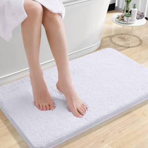 lot 14342 image: OLANLY Bathroom Rugs 24x16, Extra Soft Absorbent Chenille Bath Rugs, Rubber Backing Quick Dry, Machine Washable Bath Mats for Bathroom Floor, Tub and Shower, Home Decor Accessories, White