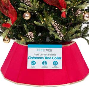lot 14348 image: BIRDROCK HOME Red Christmas Tree Collar  Luxurious Velvet Fabric  Foldable Holiday Skirt for Hiding Tree Stand & Water Base  Protects from Pets  Decorative Design for Elegant Festive Displays