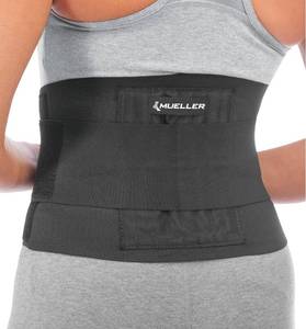 lot 14355 image: MUELLER Sports Medicine Adjustable Back Brace, Ideal for Upper and Lower Back Pain, Relief & Support for Men and Women, Strains, Sciatica, Scoliosis, Black, SmallMedium