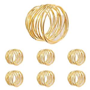 lot 14372 image: Gold Napkin Rings - 6 PCS Metal Napkin Rings(Twisted Wire) Napkin Holders Buckles for Family Dinner, Wedding, Party,Table Decorations