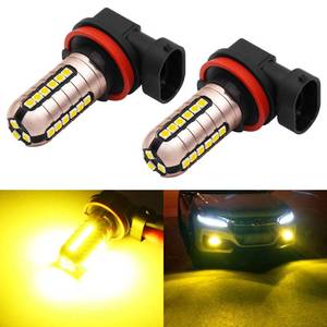 lot 14373 image: PHINLION 3000 Lumens Golden Yellow H11 LED Fog Light Bulbs Super Bright 3030 27-SMD H8 H16 LED Bulb Replacement for DRL or Fog Lamps, 3000K Yellow