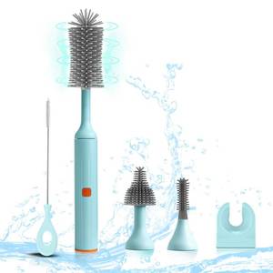 lot 14375 image: WHNL Electric Baby Bottle Brush Set with Rechargeable Electric Bottle Brush Cleaner and Replaceable Silicone Bottle Brushes and Straw Brush Cleaner, Waterproof Multi-Purpose Cleaning Brush(Blue)