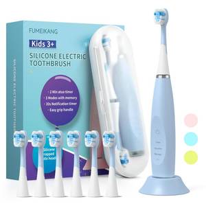 lot 14381 image: FUMEIKANG Kids Electric Toothbrushes Sonic Rechargeable Tooth Brush Gifts for Boys and Girls Smart Timer Power Toothbrush - Blue 3 4 5 6 7 8 9 10 11 12 (Blue)