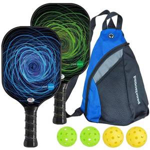 lot 14384 image: Pickleball Paddles Set of 2, USAPA Approved Fiberglass Pickleball Rackets Set Lightweight with 4 Outdoor Pickleballs & 1 Carrying Case